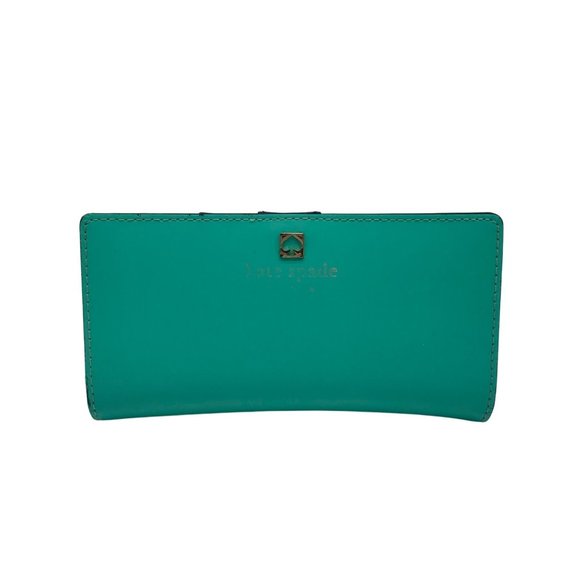 Kate Spade Teal Leather Charlotte Terrace Stacy Slim Wallet - Picture 1 of 10